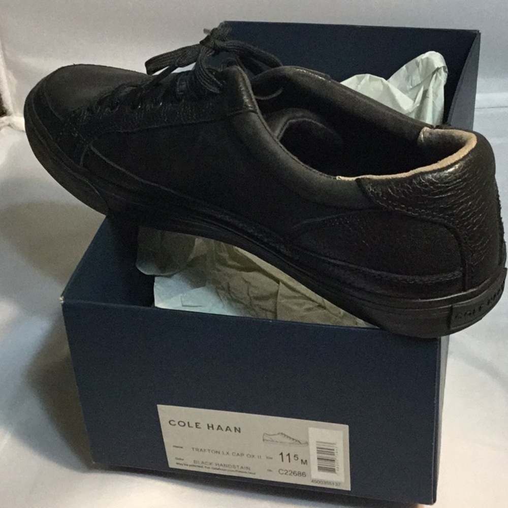 COLE HAAN TRAFTON LX CAP OX II BLACK HANDSTAIN MEN LACE UP LEATHER SHOES